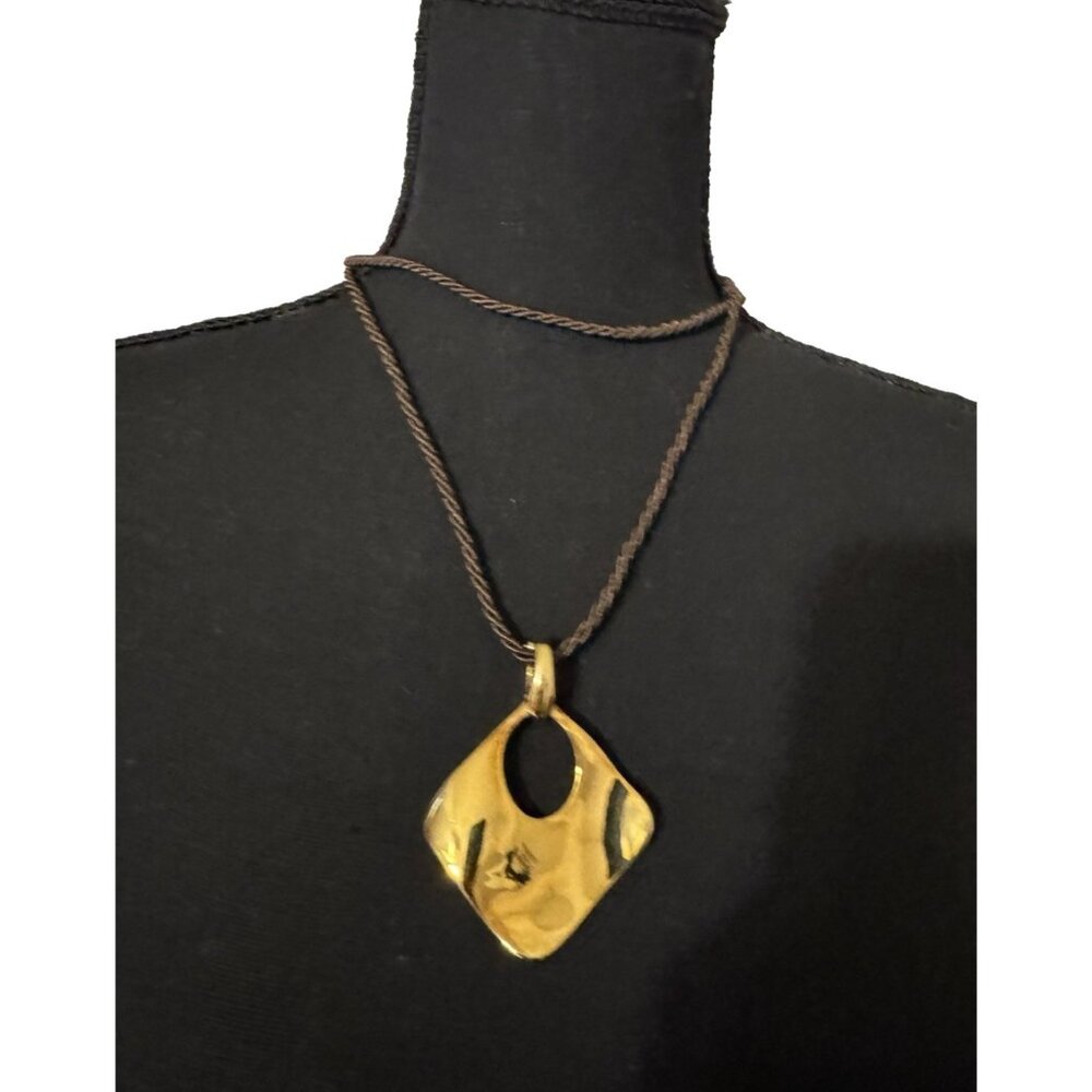 Premier Designs 19.5" Drop Gold Brown Pendant Statement Necklace NEW